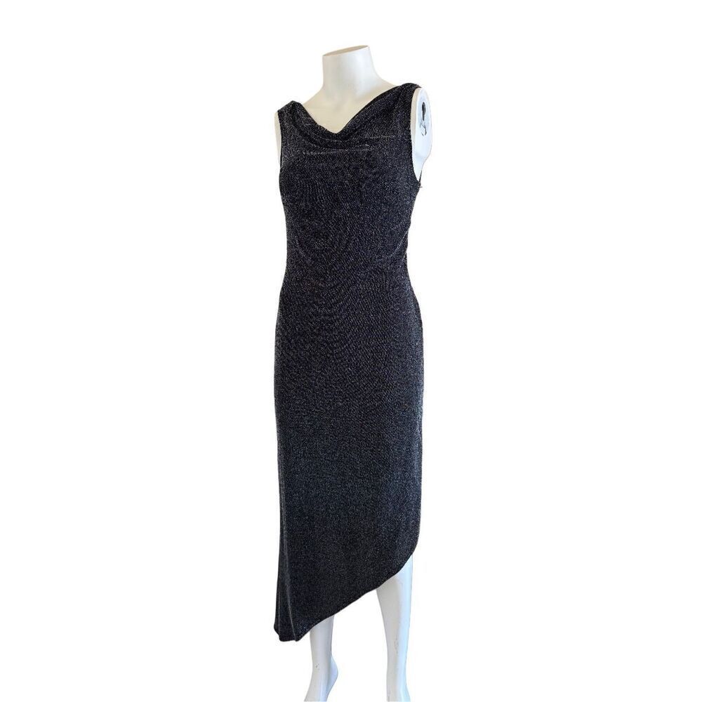 JSB Boutique Y2K asymmetrical short dress bodycon sleeveless small Ariel metalli
